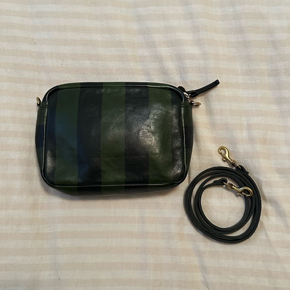 Gently used Clare V green and black midi sac
